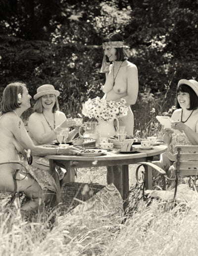 Women enjoying a picnic outdoors