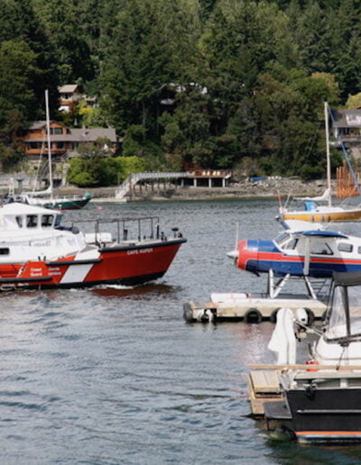 Coast Guard vessel in harbor